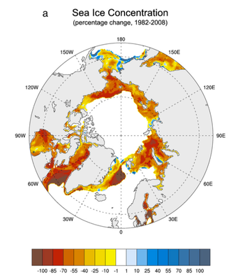 Arctic sea ice concentration decrease (Serreze and Barry, 2011)