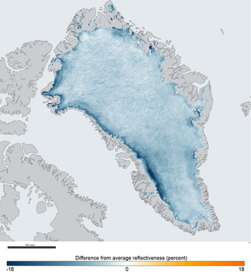 Greenland reflectiveness loss from NASA’s MODIS imagery